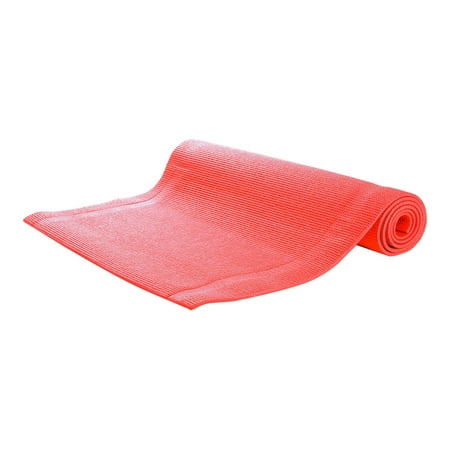 Mind Reader All Purpose Extra Thick Yoga Mat Fitness & Exercise Mats with Carrying Strap, High Density Anti-Tear, Red