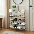 thumbnail image 3 of Shoe Rack, 5Tier Stackable Shoes Storage Organiser Cabinets 20 Pairs Cupboard Organizer Indoor Outdoor Bedroom Hallway Furniture, Adjustable Shelves, of Shoes, Suitable for Sneakers, High Heels, 3 of 7