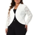 thumbnail image 2 of DARING DIVA Women's Plus Long Sleeve Lace Cropped Cardigans Shrug Bolero White 2X, 2 of 6