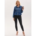 thumbnail image 3 of DARING DIVA Women's Button Down Collar Ruffle Hem Peplum Jean Jacket 2XL Blue, 3 of 7