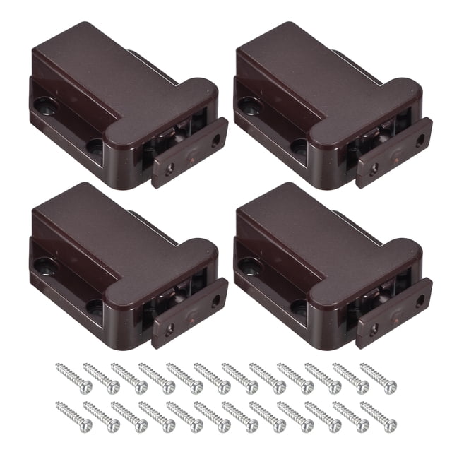 Unique Bargains 4 Set ABS Automatic Spring Loaded Push to Open Door Catch Touch Lock, Brown