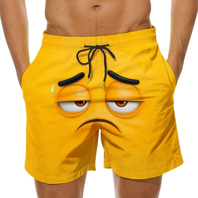 Men's Cheeky Graphic Beach Pants Drawstring Waist Swim Shorts Breathable Summer Lounge Pants