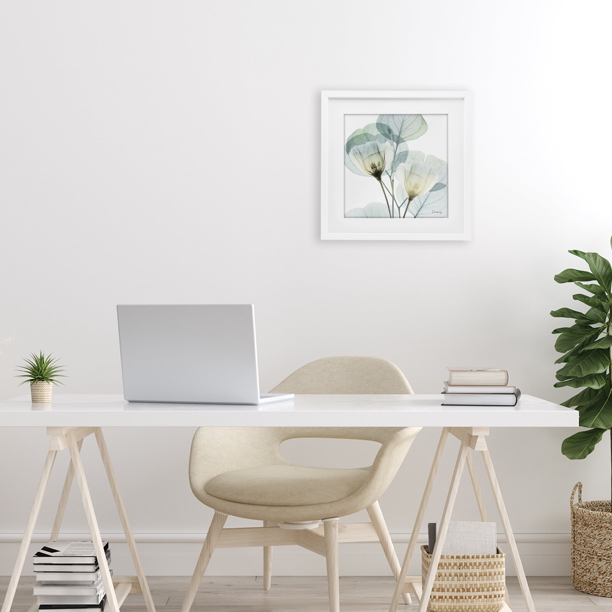 Stupell Industries Divine Fate Flower Leaves White Framed Print Under Glass, design by Albert Koetsier