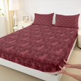 thumbnail image 3 of Feelyou Adult Boho Damask Bed Sheets, Maroon Cat Kitten King Sheets, 4pcs, 3 of 7