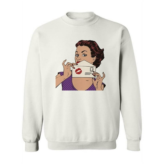Pop Art Girl With Envelope Sweatshirt Women -Image by Shutterstock, Female Medium