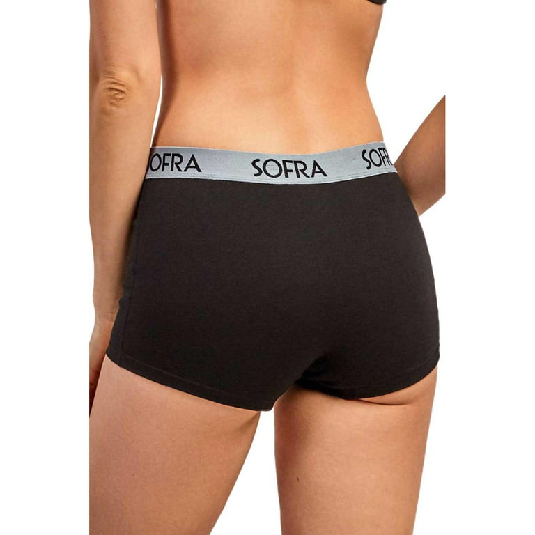 Sofra Women's Panties Cotton Hipster Boyshort Underwear 6 Pc, Set