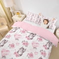 thumbnail image 3 of Erosebridal Pink Rose Flower Twin Bedding, Kawaii Cat Lover Duvet Cover Set, 2pcs, No Comforter, 3 of 5