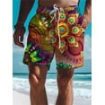 thumbnail image 3 of Bañador con estampado 3D de flores para hombre, pantalones cortos elásticos con cordón, estilo hawaiano, para vacaciones y playa, 3 of 4
