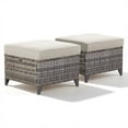 thumbnail image 3 of PARKWELL Outdoor Patio Ottoman Set of 2,All-Weather Wicker Rattan Seat Foot Rest Side Table with Removable Cushions for Porch Balcony Backyard,Gray/Beige, 3 of 8