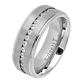 thumbnail image 2 of 8MM Comfort Fit Titanium Wedding Band Brushed Center Shiny Step Edge CZ Eternity Ring (Size 7 to 15), 2 of 2