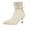 White, variant on Women's Pointed Toe Bow Kitten Heel Ankle Boots Stiletto High Heels Mid Calf Booties Stretch Knit Shoes