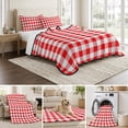 thumbnail image 6 of Twin XL Quilt Set 68''x98'', Red White Plaid Lightweight Bedspread Coverlet Set with 2 Pillow Shams, Modern Farmhouse Buffalo Check Gingham Breathable All Season Quilt Bedding for Dorm/Guest Room, 6 of 9
