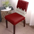 thumbnail image 2 of Stretch Dining Chair Covers Set of 6, Merry Christmas Tree Abstract Winter Snowflakes Red Vintage Removable Dining Chair Protector Slipcovers for Kitchen Party Restaurant, 2 of 6