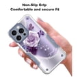 thumbnail image 2 of Rosebono Compatible With iPhone 17 Case, Hybrid Dual Layer Graphic Design Pattern Heavy Duty Protection Case (Purple Flower), 2 of 4