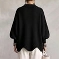 thumbnail image 4 of Women's Oversized Collared Knit Sweater with Large Metal Buttons Pullover Top Ribbed Knit Long Sleeve Lounge Wear Polo Shirt Business Cardigan Sweaters Casual Fall Winter Fashion Outerwear Black, 4 of 6