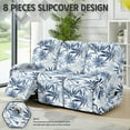 thumbnail image 3 of ZIATUBLES 8 Piece Recliner Chair Cover, Soft Stretch Reclining Sofa Slipcovers for 3-Seater Couch with Pockets Soft Furniture Protector with Elastic Bottom for Living Room, Leaf Printed, 3 of 9
