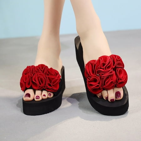 

Cuhas Wide Sandals for Women SlippersWomen s Summer Fashion Casual Clip toe Flip Flops Non-Slip Wedges Beach Slippers