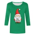 thumbnail image 5 of Craaazy Christmas Gifts For Women Crew Neck 3/4 Sleeve Xmas Shirts Funny Santa Christmas Tree Graphic Pullover Snowman Sweatshirts Womens Tops, 5 of 5