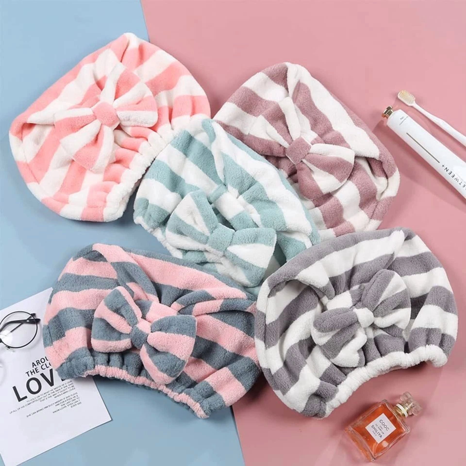 BUTTERFLY- 2Pcs Coral Velvet Cloud Dry Hair Cap Lovely Bow Absorbent Headscarf Dry Hair Tow