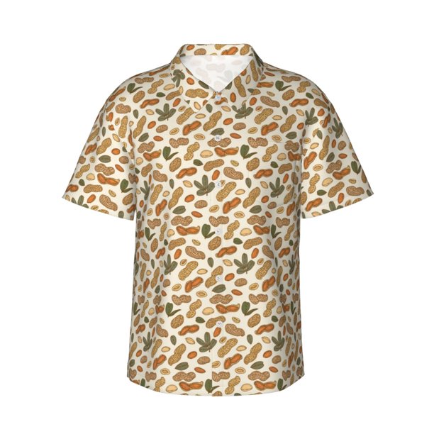 Balery Set With Peanut Camisas hawaianas de manga corta para hombre, camisas playeras de corte holgado, camisas de vacaciones con botones,Large