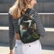 thumbnail image 5 of Disketp Forest Stone-Colored Dragon print Canvas Backpack Lightweight Travel Daypack Student Rucksack Laptop Backpack-, 5 of 5
