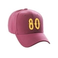 thumbnail image 3 of Daxton Structured Baseball Hat Cap Curved Visor Vintage Custom Number, Hot Pink Hat, Gold Number 80, 3 of 3