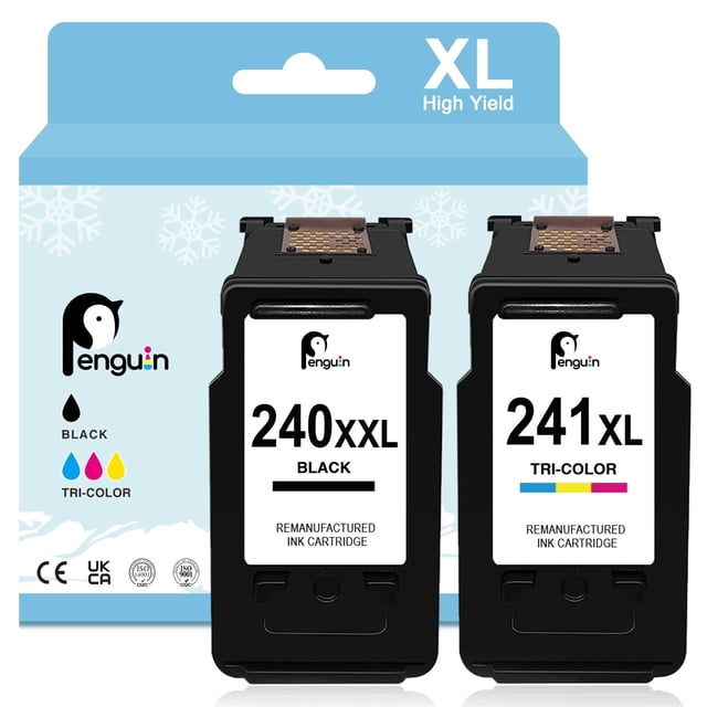 Cartuchos de tinta Penguin 240XL 241XL, combinación negra y tricolor