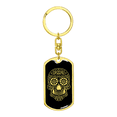 thumbnail image 4 of Calavera Mexican Sugar Skull 140 Stainless Steel or 18k Gold Premium Swivel Dog Tag Keychain, 4 of 16