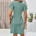 thumbnail image 5 of Twist Front Flowy Mini Dresses Trendy Womens Dress 2026, Mini Dresses for Women 2026 V Neck Short Sleeve A Line Dress, Summer Casual Work T Shirt Sundresses Mint Green L, 5 of 5