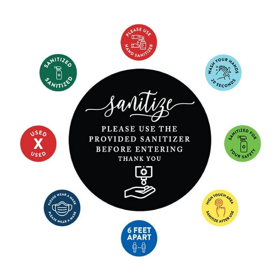 Koyal Wholesale Social Distancing Wash Your Hands Sanitize, Please Use Provided Sanitizer Business Signs, 50 Labels