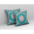 thumbnail image 4 of 18" X 18" Blue And Green Geometric Blown Seam Suede Throw Pillow, 4 of 4