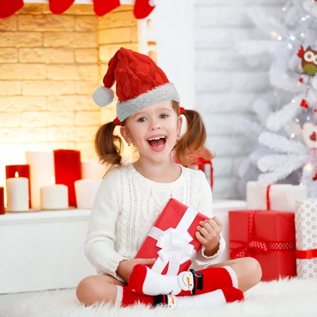 Hat de Navidad Rojo Adulto Snowflake, Gran, Espeso, para Niños, Estilo Navideño, Fácil de Usar, Durable, para Exterior, de Algodón, para Cumpleaños, para Jardín, Resistente al Hielo,