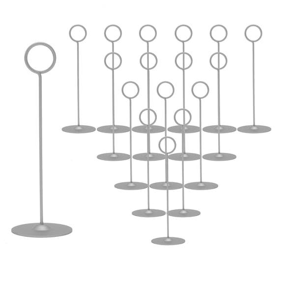 Tarjeteros de mesa Urban Deco, 20,3 cm, acero, plata mate, 16 unidades
