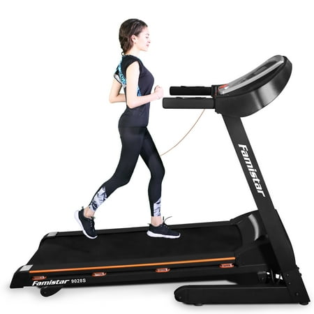 3.25HP Portable Folding Electric Treadmill, Famistar 15-Level Auto Incline Electric Running Training Fitness Treadmill w/ 12 Programs, Built-in MP3 Speaker,...