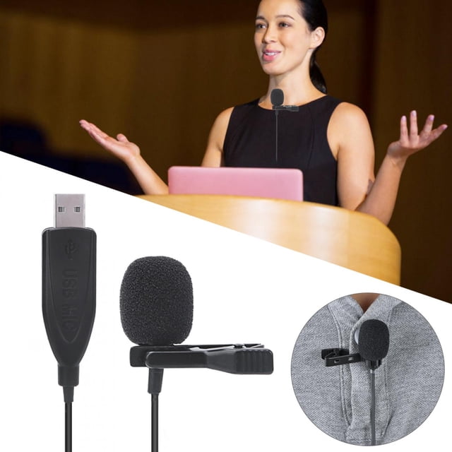 Micrófono USB Negro, Micrófono Con Clip De Solapa, Micrófono Omnidireccional, Oficina Para Dispositivos De Reunión Con Interfaz USB Conferencia