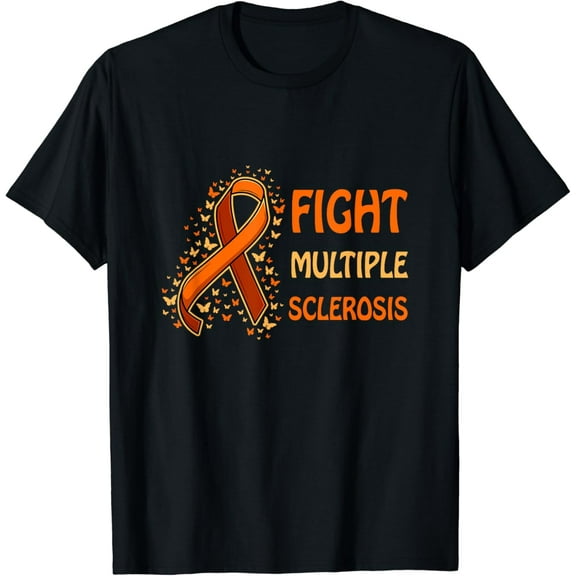 Fight Multiple Sclerosis T-Shirt MS Orange Awareness Ribbon & Butterfly Gifts mens t shirt，black，women，funny，misfits，men，journey，t-shirt