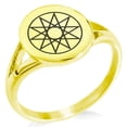 thumbnail image 1 of Stainless Steel Octagram Star of Wisdom Minimalist Oval Top Polished Statement Signet Ring, 1 of 1