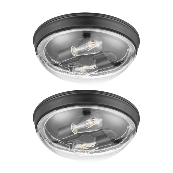Prominence Home 2 Pack Madalyn 13" Flush Mount Ceiling Light Clear Glass, Bronze