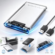 Rongsi 2.5 Inch SATA to USB 3.0 Tool free CLEAR External Hard Drive Enclosure [Optimized for SSD, Supports UASP SATA III]