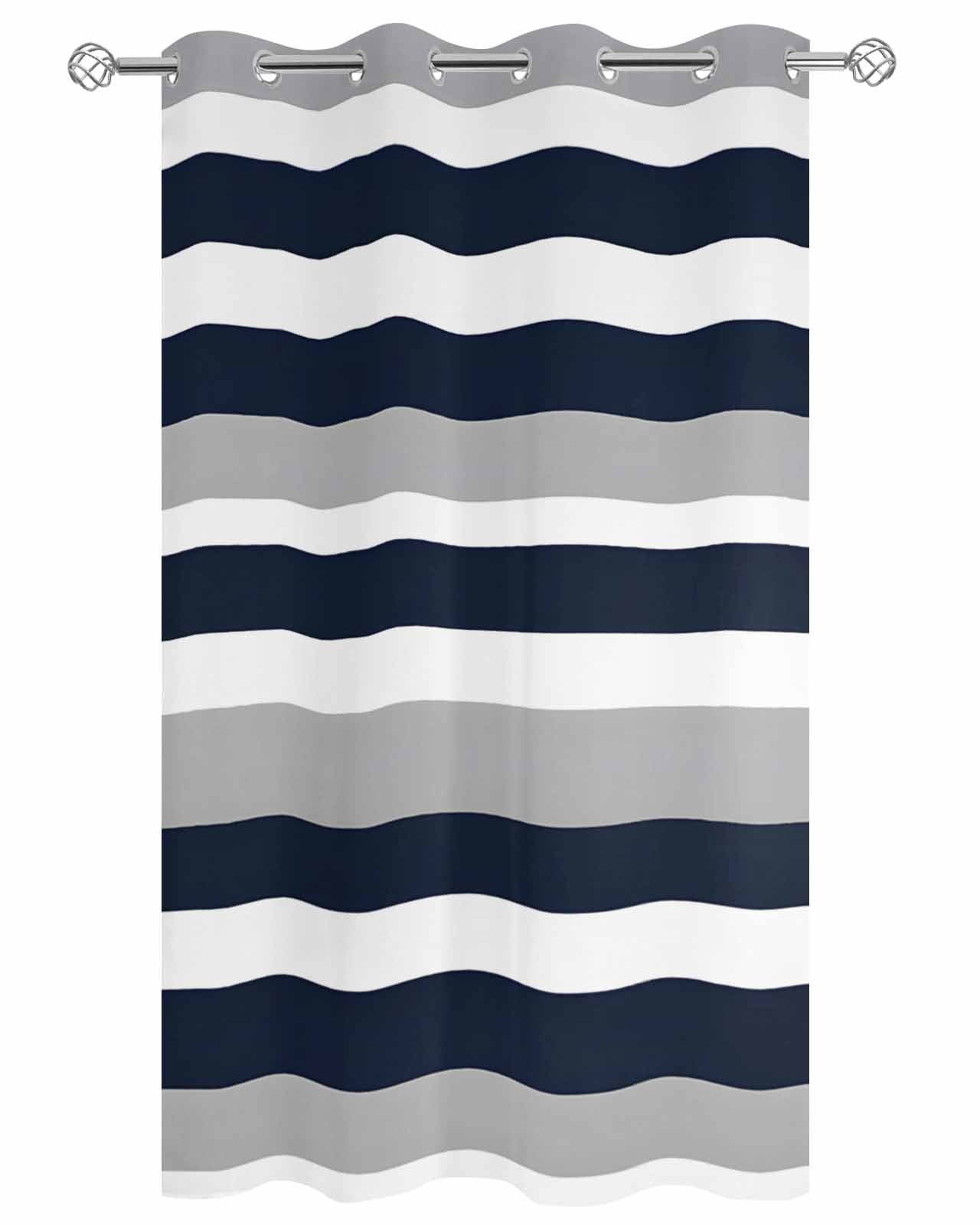 Black White Stripesd Outdoor Curtains for Patio, Minimalist Geometric Grey Privacy Drapes Grommet Waterproof Outside Curtains for Porch/Cabana/Balcony 54"x 108", 1 Panel