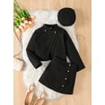 thumbnail image 3 of Mikrdoo Big Girls New Years Outfit Mandarin Collar Coat Buttons Skirts Beret Princess Skirt Set for Photo Shoot 7-8 Years,Black, 3 of 9