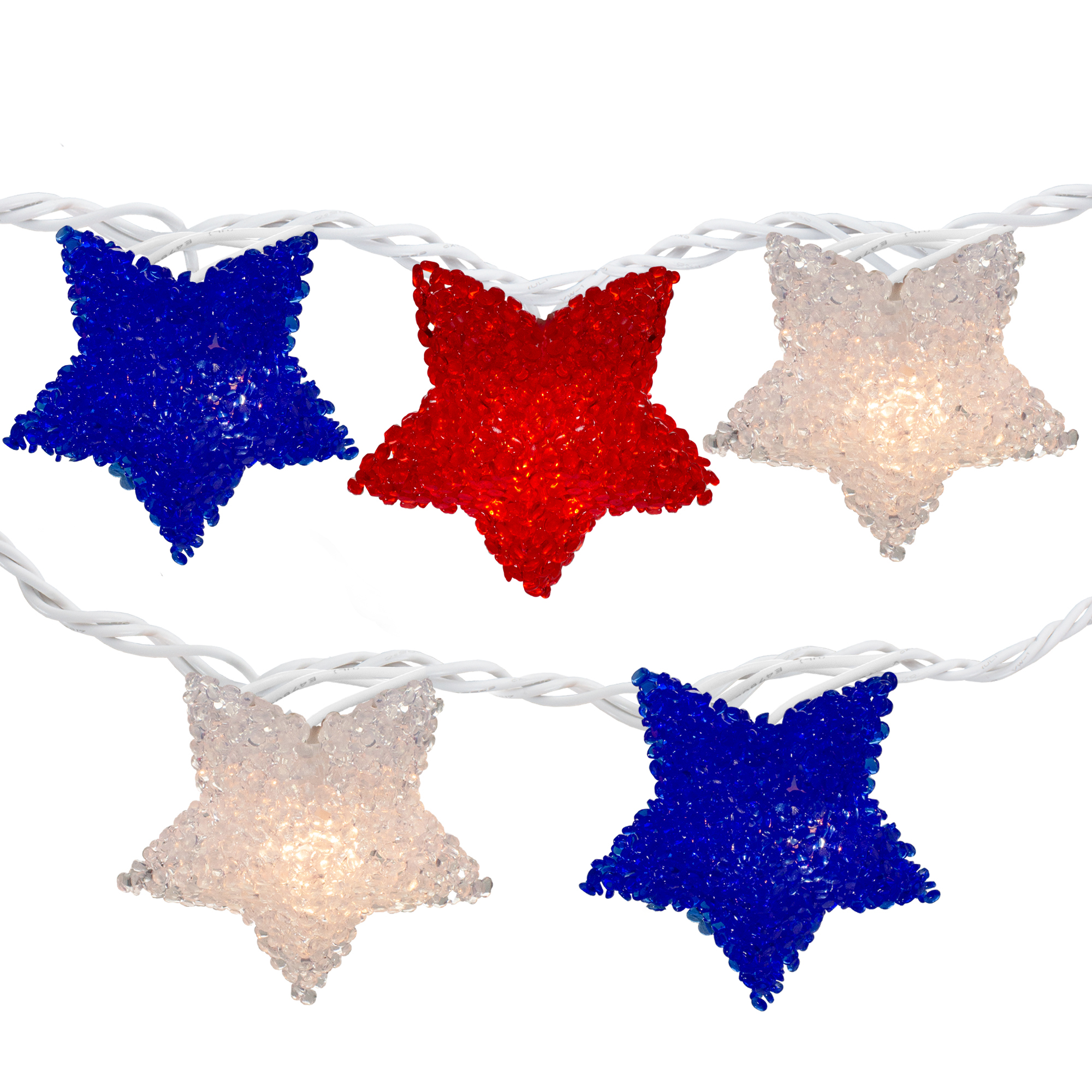 Northlight 10ct Patriotic 4th of July Star Shaped Outdoor String Lights - 6' White Wire 