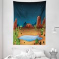 thumbnail image 1 of Oasis Tapestry, Cactus Plantation in a Desert Scene at Night Starry Sky View, Wall Hanging for Bedroom Living Room Dorm Decor, 60W X 80L Inches, Dark Petrol Blue and Multicolor, by Ambesonne, 1 of 2