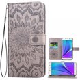thumbnail image 1 of Galaxy Note 5 Case, Genuine Leather Note 5 Wallet Flip Cover Case with Credit Card Slots, Magnetic Closure, Stand, Shock Absorbing Case Compatible with Note 5 - Black, 1 of 5