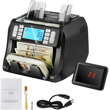 KFFKFF Currency Tallying Equipment, Note Tallying Device with UV, MG, IR, and DD Fraudulent Note Identification, USD & EUR Cash Tallying Device with Accumulation and Grouping Modes