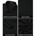 thumbnail image 5 of HISDERN Men's Short Sleeve Dress Shirt Stretch Classic Fit Black Button Down Shirt with Pocket, 5 of 11
