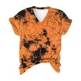 thumbnail image 4 of BUIgtTklOP No Boundaries Womens Tops 2023 Clearance Tie-Dye V Neck Tunic Tops Crack Color Print Loose Short Sleeve Tops Blouse, 4 of 4