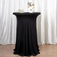 thumbnail image 3 of Balsa Circle Black Cocktail Table Cover Natural Wavy Drapes Spandex Tablecloth Reception, 3 of 8