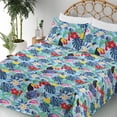 thumbnail image 3 of Ambesonne Exotic Birds Fitted & Flat Sheet with Shams 4 Pcs Set, Toucan Flamingo Floral, King, Sky Blue Multicolor, 3 of 5