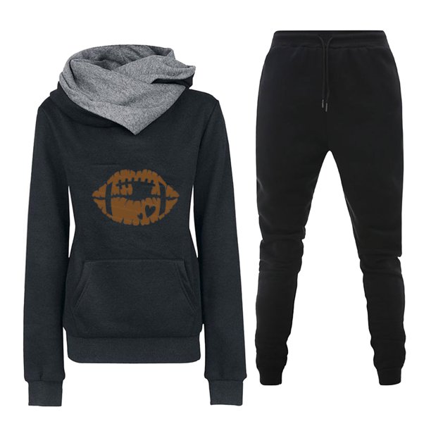 Puntoco Conjuntos de salón de manga extragrande con estampado de electrocardiograma informal a la moda para mujer, tops y pantalones casuales, trajes de 2 piezas, liquidación Puntoco Puntoco-2603